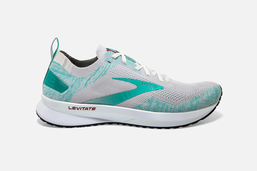 Levitate 4 Road Brooks Running Shoes NZ Womens - Grey/Turquoise - AHLIQG-361